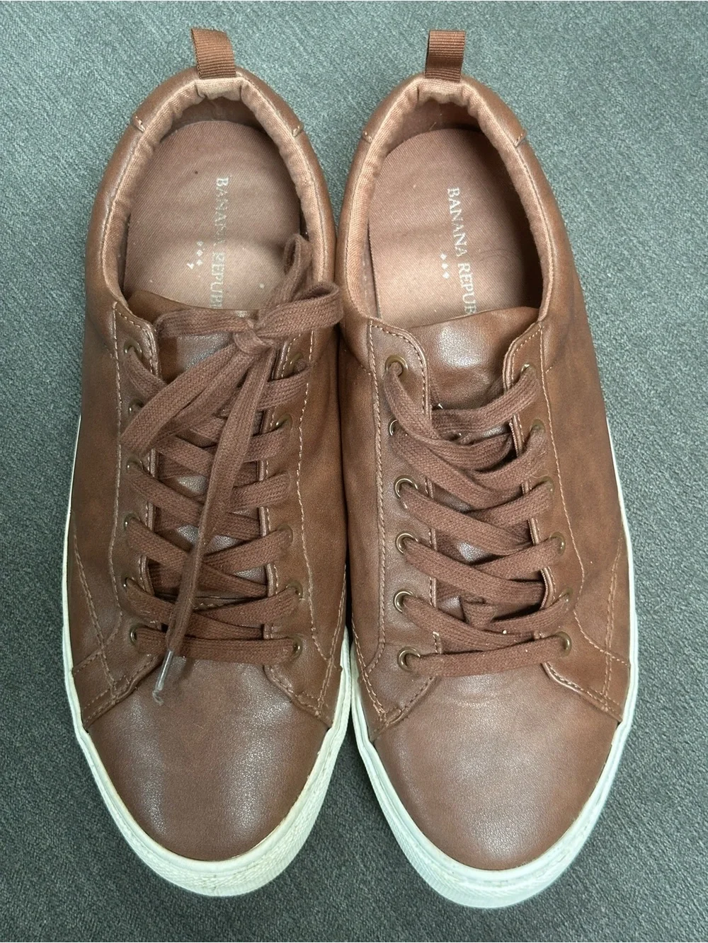 Banana Republic Brown Leather Low-Top Sneakers with White Sole